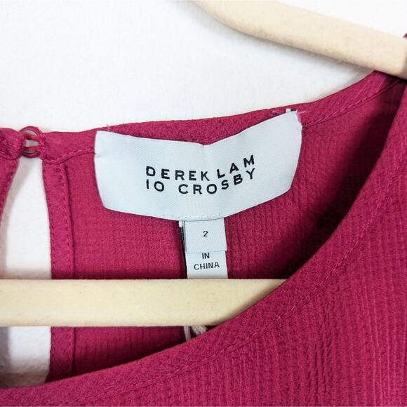 NWT Derek Lam 10 Crosby Pink Ruched Sleeve Textured Smocked Top - Picture 6 of 7